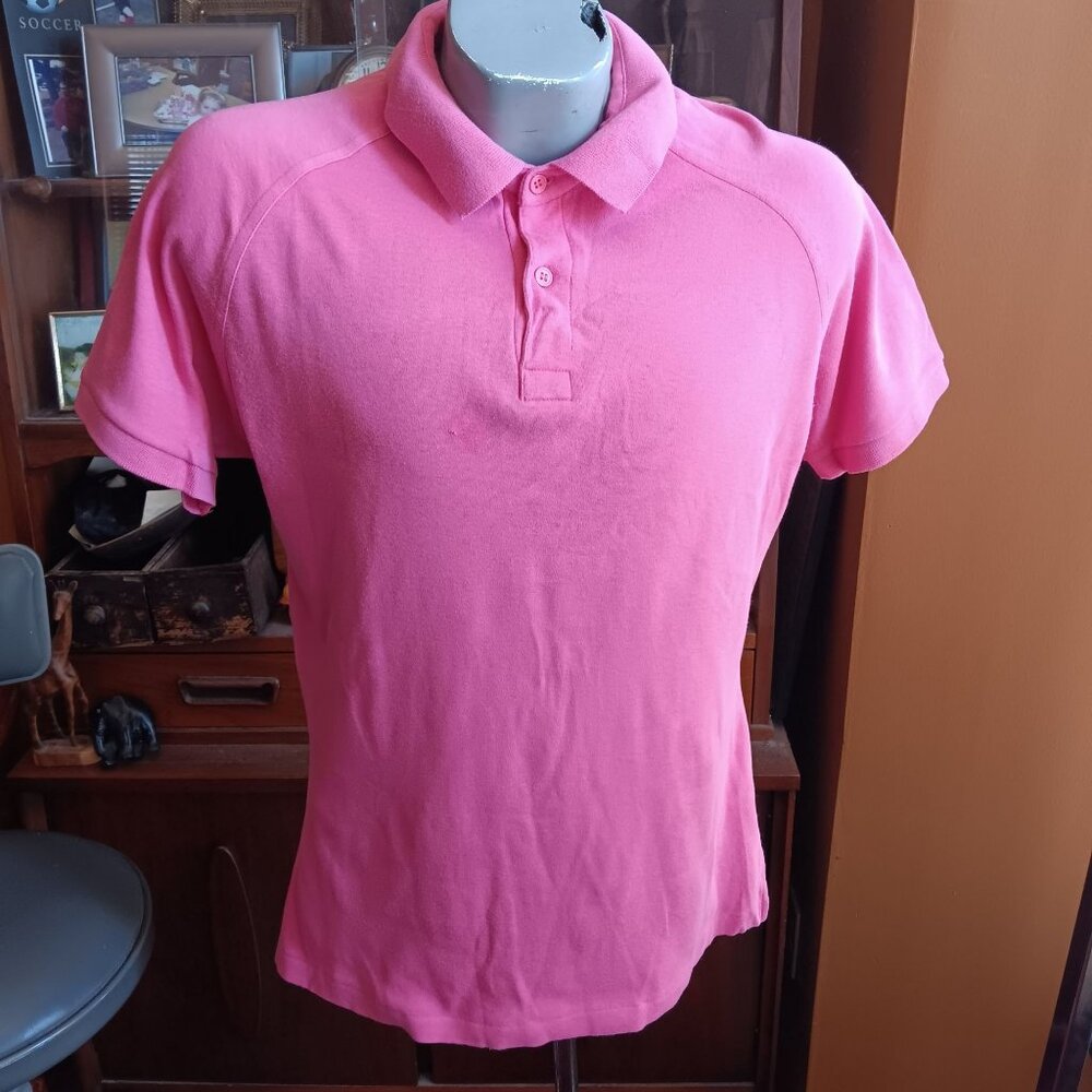 Vintage Mens Polo Shirt XL 80s PINK LOAFERS BEVERLY HILLS KNIT POLO COLLAR SS
